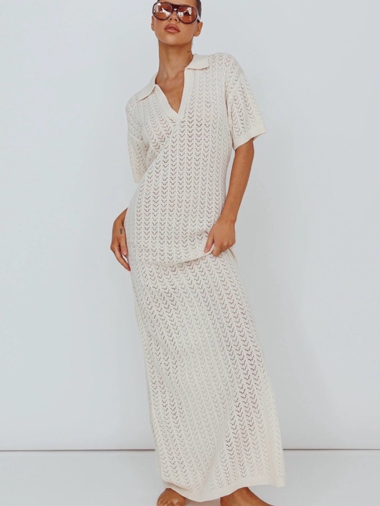 One And Only Collective Dresses & Skirts - Cream Crochet Knit Maxi Dress